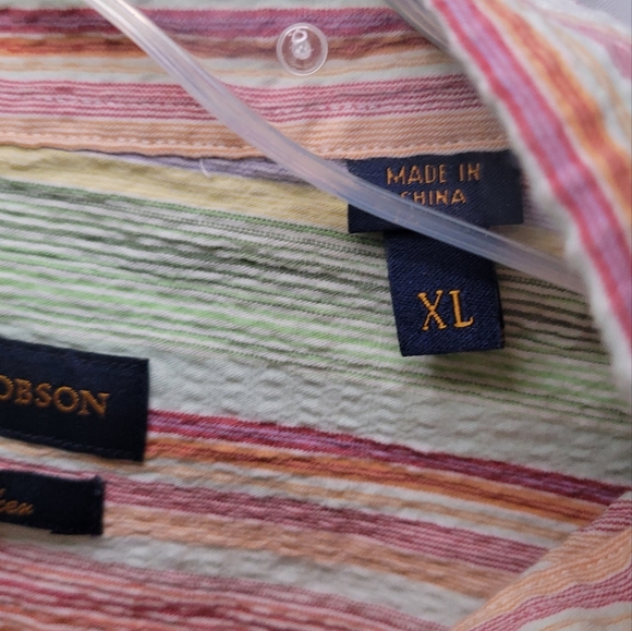 Henry Jacobson seersucker 100% cotton casual striped button down XL - Picture 5 of 6